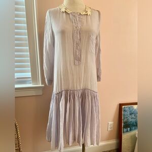 Giada Forte Resort Italy Sheer Cotton Lavender Dress with Lace Collar